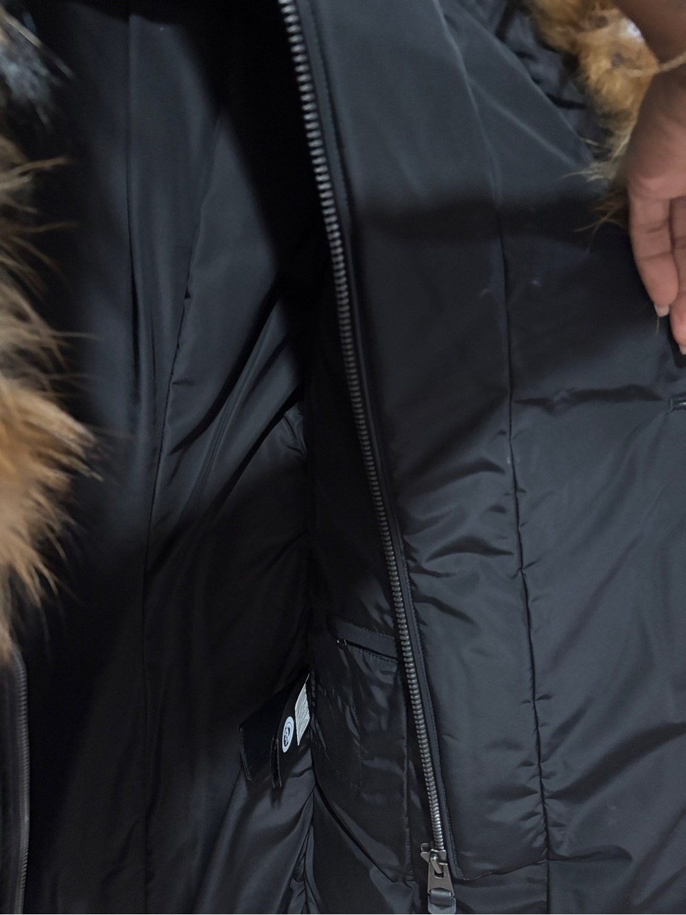Mackage Black Puffer Coat with Golden Brown Faux Fur Trim - Picture 8 of 17